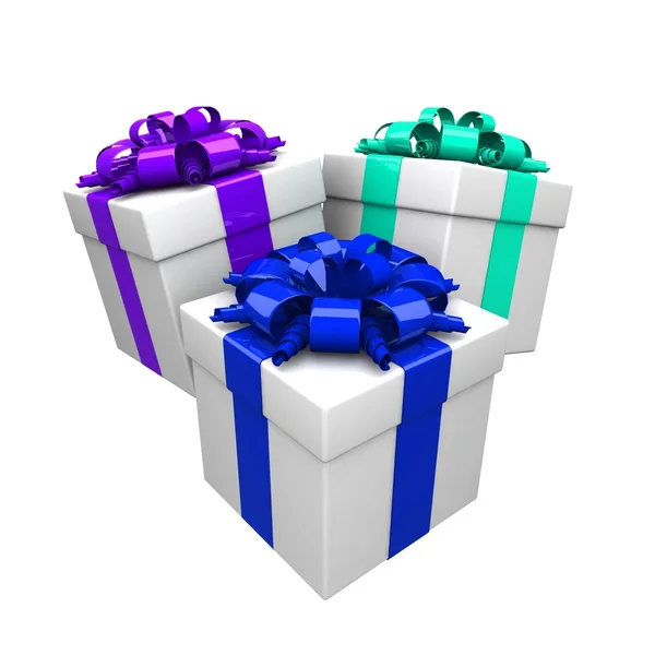 Cajas de regalo, con una cinta de colores como un regalo . — Foto de Stock