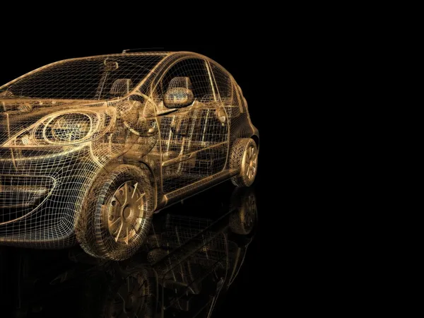 3D model auta na černém pozadí — Stock fotografie