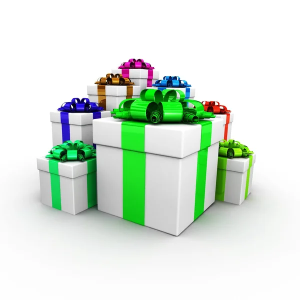 Gift boxes, with a colorful ribbon — Stock Photo, Image