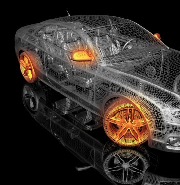 3D araba modeli siyah zemin