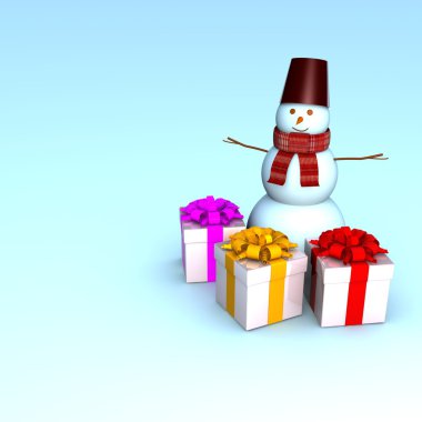 güzel hediyeler ile 3D kardan adam.