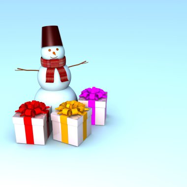 güzel hediyeler ile 3D kardan adam.