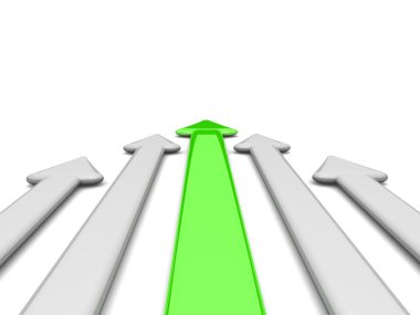 3D ok. ok lideri, gri ok arkasında.