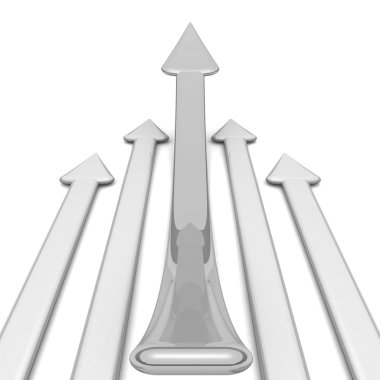 3D ok. ok lideri, gri ok arkasında.