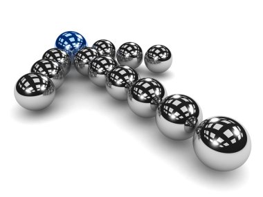 Top mavi lider ile gri ok