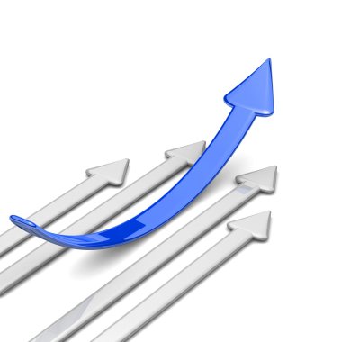 3D ok. ok lideri, gri ok arkasında.