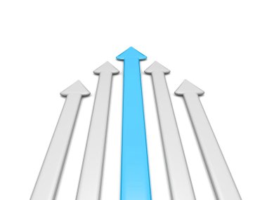 3D ok. ok lideri, gri ok arkasında.