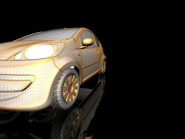 Araba 3d model siyah bir arka plan.