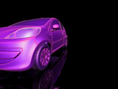 Araba 3d model siyah bir arka plan.