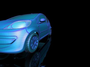 Araba 3d model siyah bir arka plan.