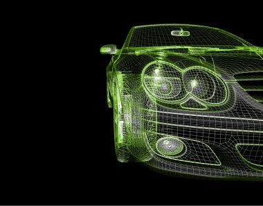 Araba 3d model siyah bir arka plan.