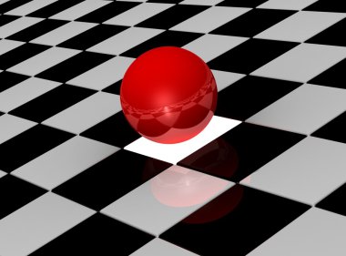 Damalı zemin üzerine top