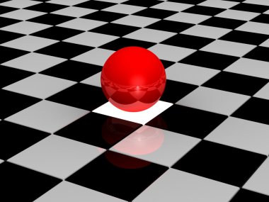 Damalı zemin üzerine top