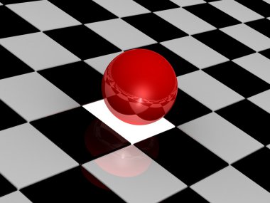 Damalı zemin üzerine top