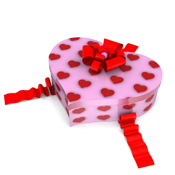 Gift for the Holiday. Closed Gift box with a heart - shaped form. — Stock Photo, Image