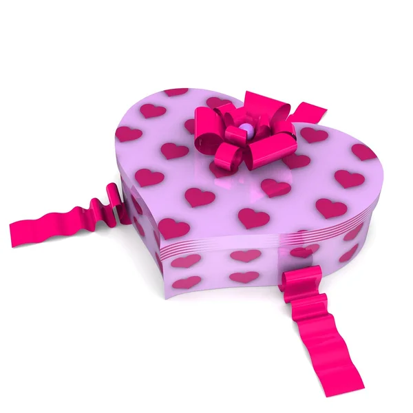 Gift for the Holiday. Closed Gift box with a heart - shaped form. — Stock Photo, Image