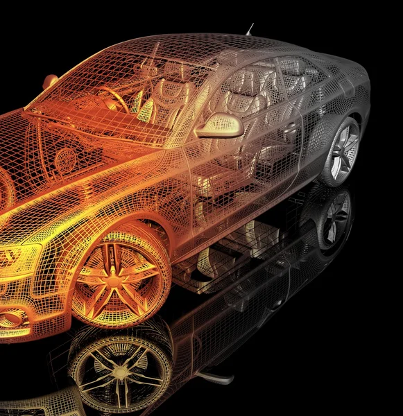 3D araba modeli siyah zemin — Stok fotoğraf