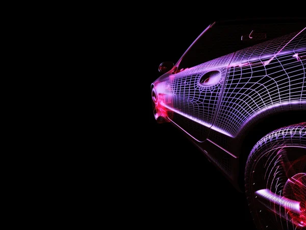 黒の背景の 3 d の車のモデル — ストック写真