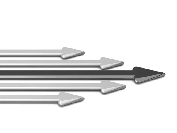 Flechas 3d con líder de flecha gris — Foto de Stock