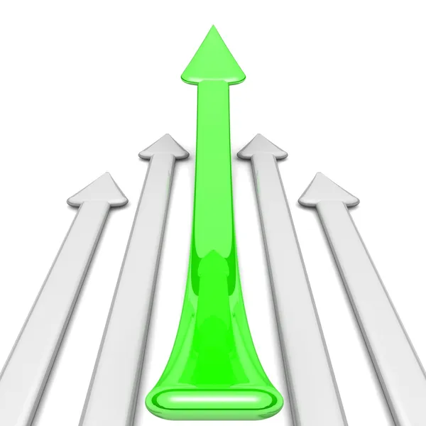 3d стрела. стрелка лидер, серые стрелки позади . — стоковое фото