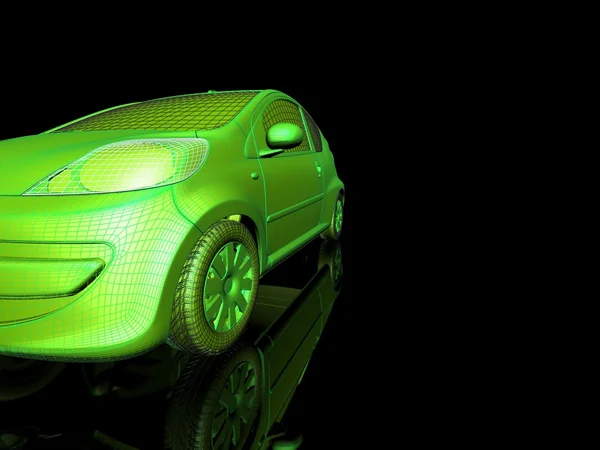 Auto 3d model na černém pozadí. — Stock fotografie