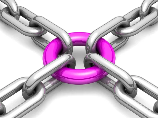 3d chain chrome cross security metal. — Stock Photo, Image