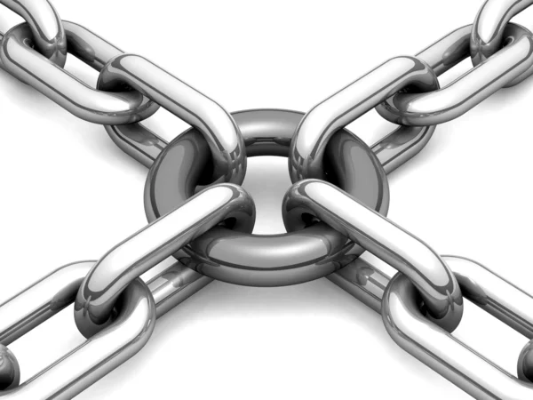 3d chain chrome cross security metal. — Stock Photo, Image