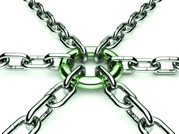 3d chain chrome cross security metal. — Stock Photo, Image