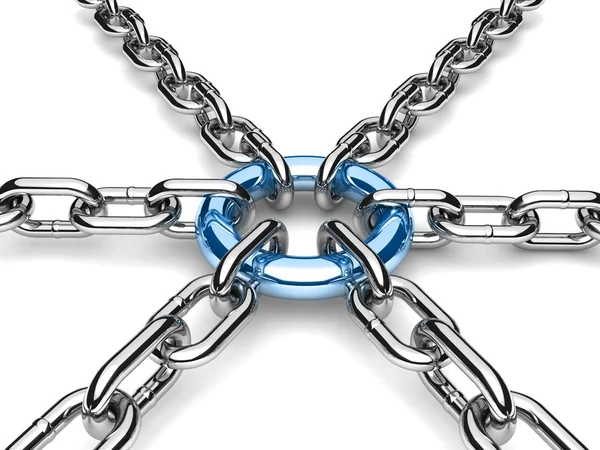 3d chain chrome cross security metal. — Stock Photo, Image