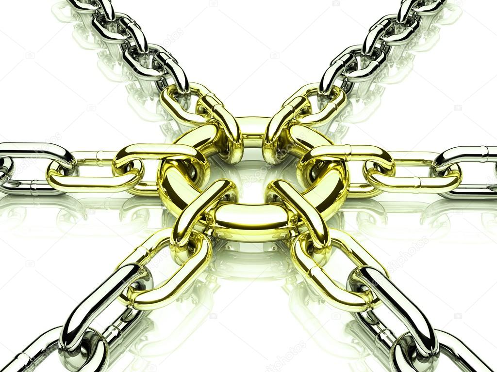 3d chain chrome cross security metal.