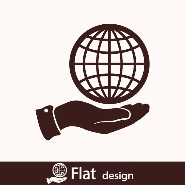 Globe in de hand pictogram — Stockfoto