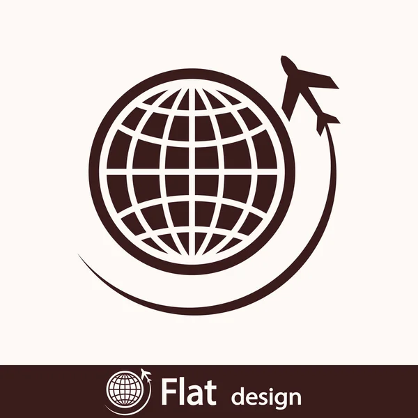 Globe Icon with airplane — Stock Photo, Image