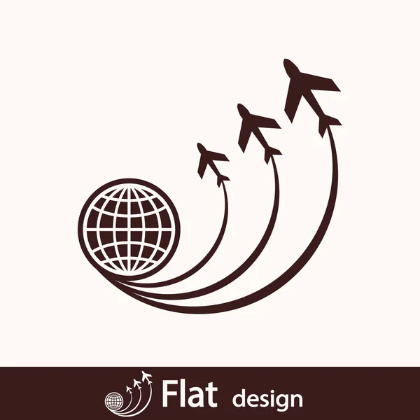 Globe Icon with airplanes — Stock Photo, Image