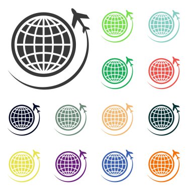 uçak simgeleri ile dünya