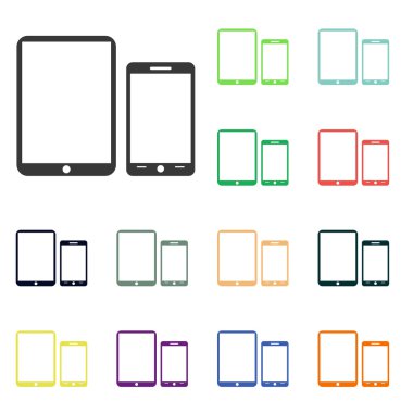tablet pc ile mobil akıllı telefon simgeleri