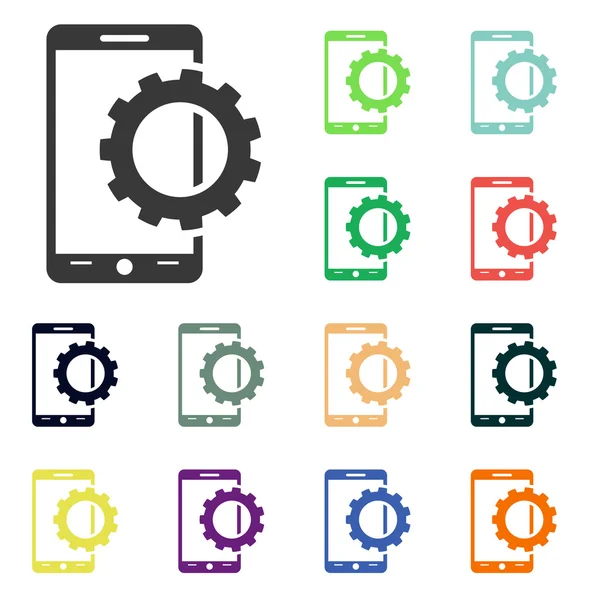 Configuración de parámetros, iconos de teléfonos inteligentes móviles —  Fotos de Stock