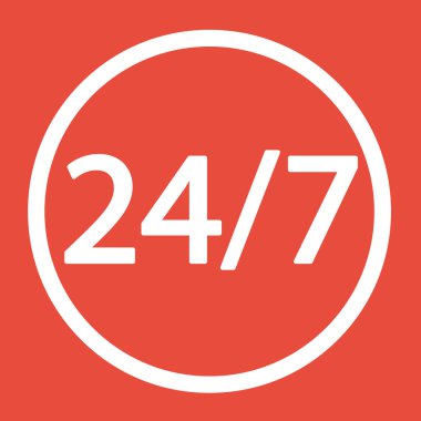 24 Saat 7 gün bir hafta simgesi.