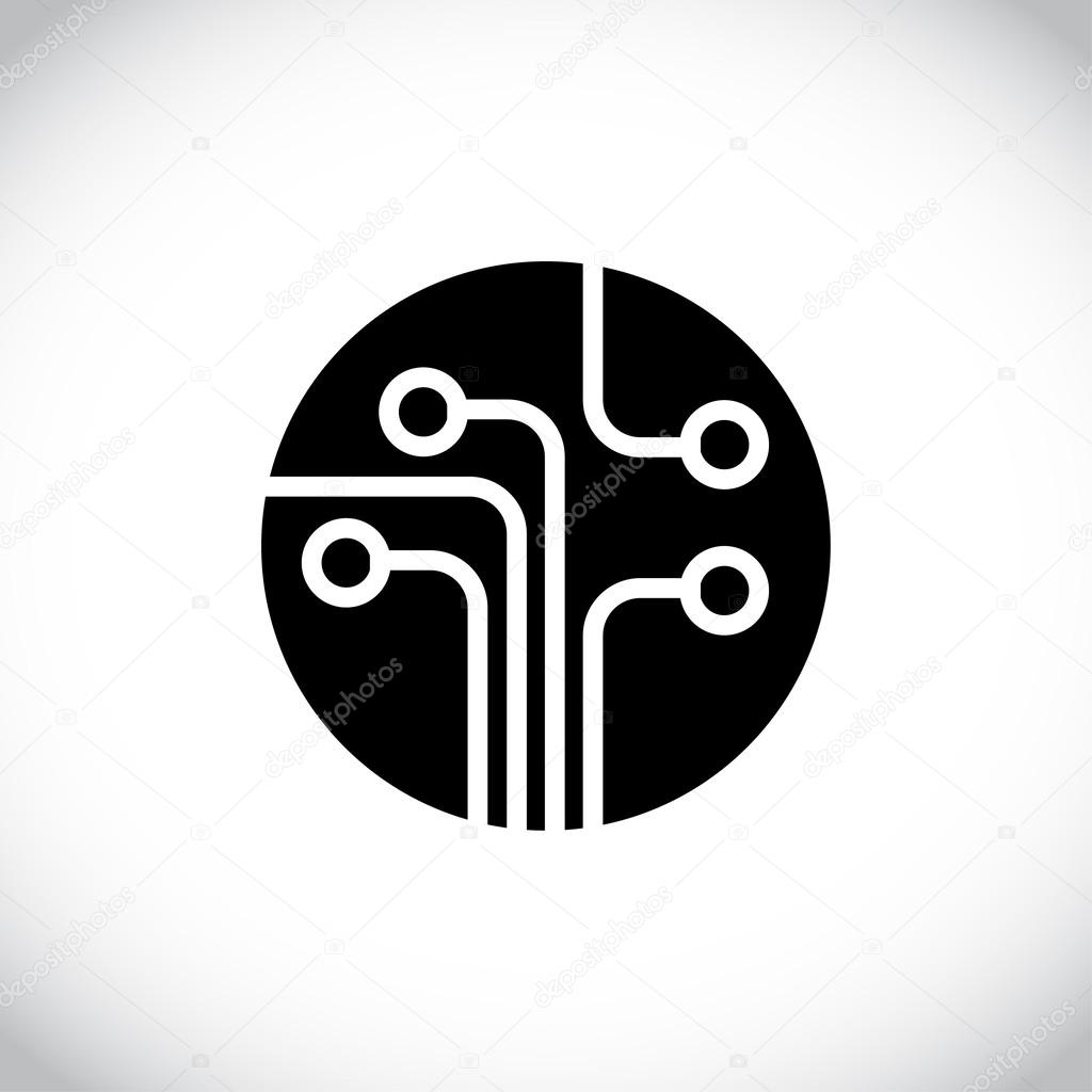 Circuit board, technology icon. Flat design style