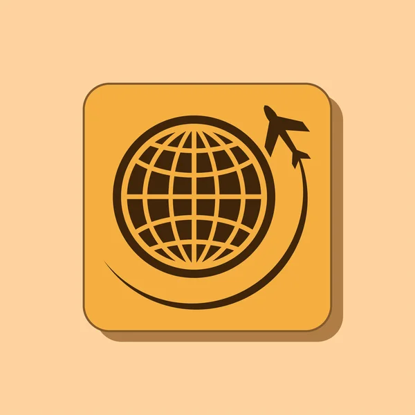 Globe with airplane icon — Stock Photo, Image