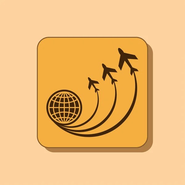 Globus mit Flugzeug-Ikone — Stockfoto