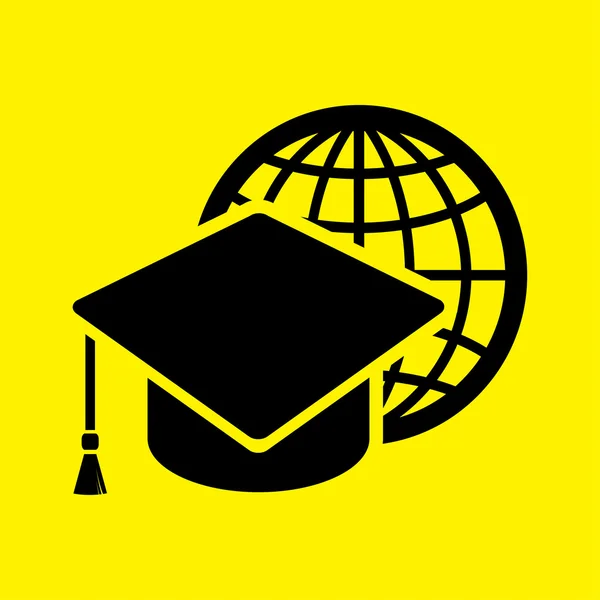 Graduation cap and globe icon — Stock Photo, Image