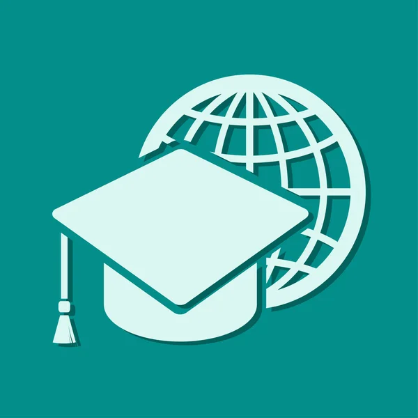 Graduation cap and globe icon — Stock Photo, Image