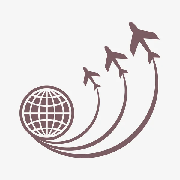 Världen med flygplan ikonen — Stockfoto