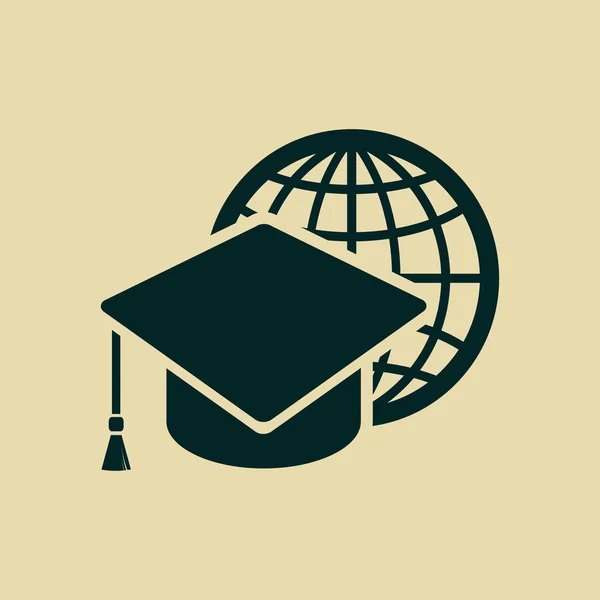 Graduation cap and globe icon — Stock Photo, Image