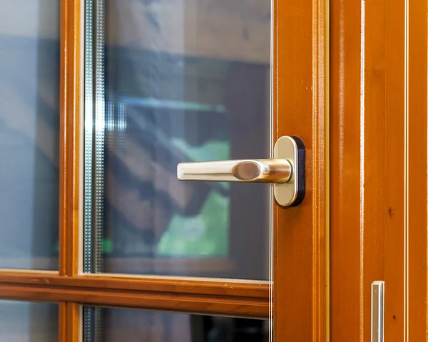 New laminated brown window inside view — Stock Photo, Image