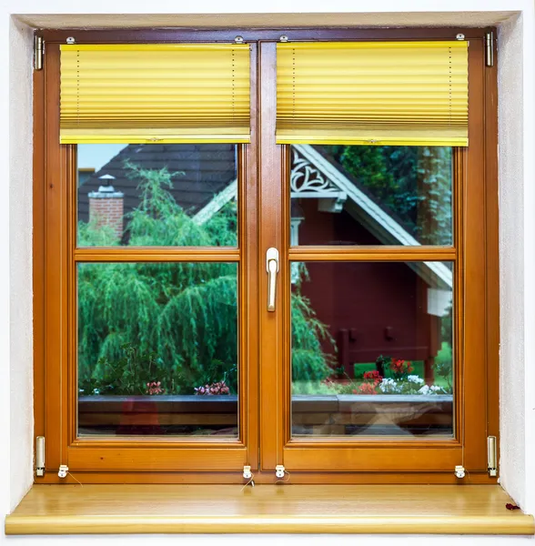 New laminated brown window inside view — Stock Photo, Image