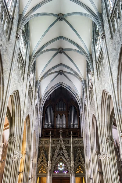 Majestic gothic cathedral interior. — Stock Photo, Image