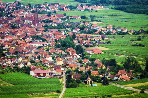 Panoramic bird fly view to Alsace — Stock Photo, Image