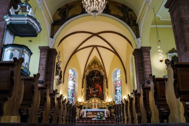 alsace eski ortaçağ kilise iç