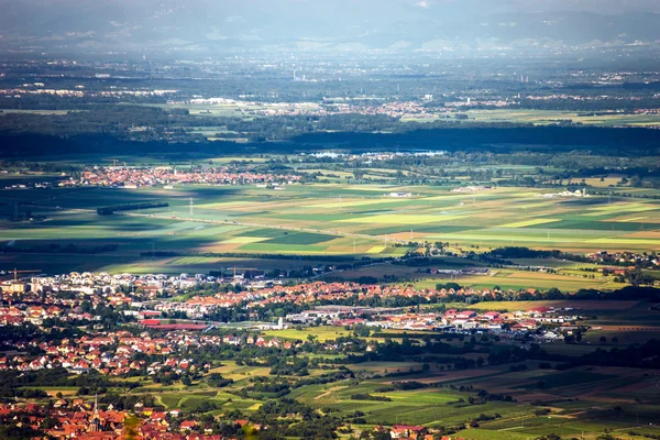 Panoramic bird fly view to Alsace — Stock Photo, Image